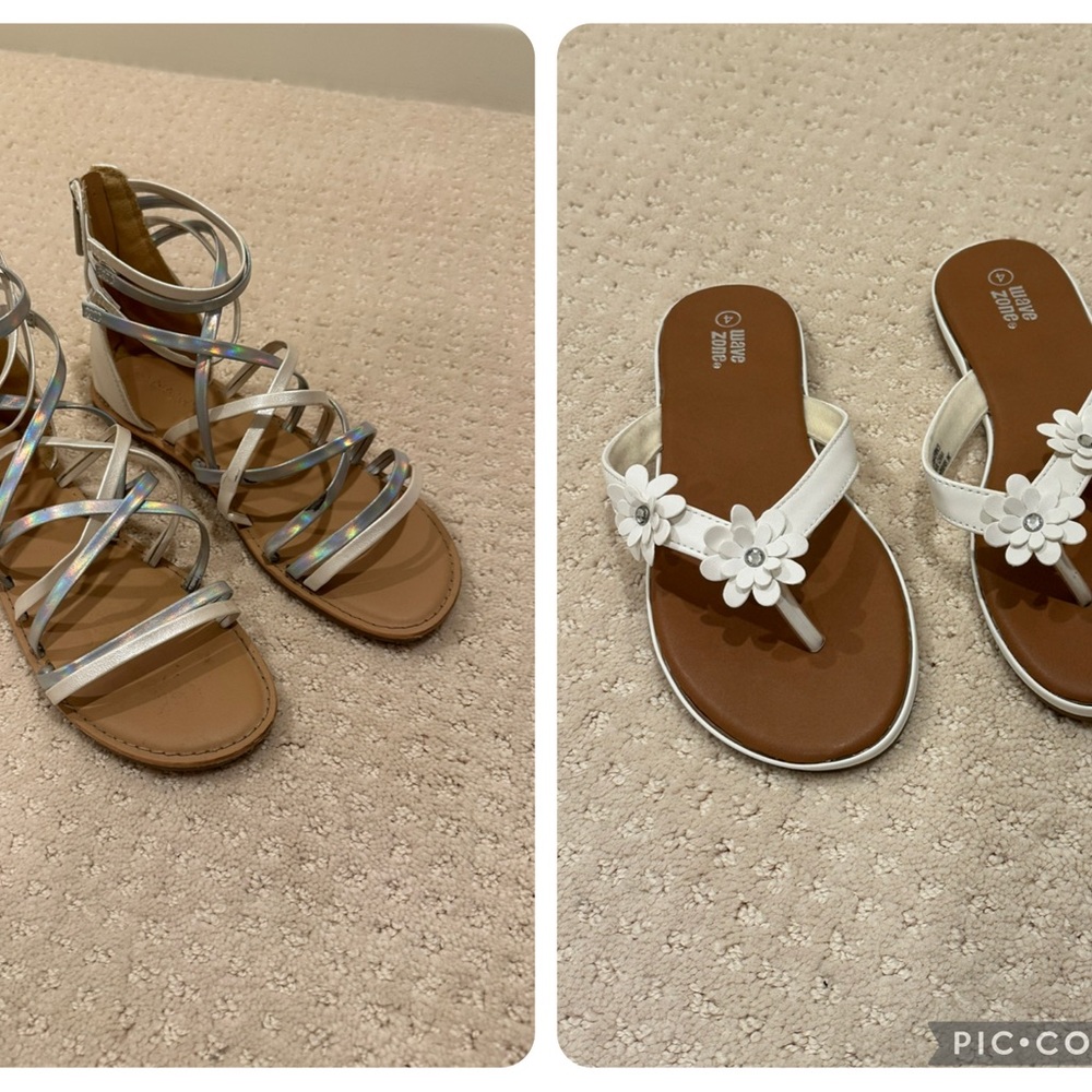 2 pair of girls sandals - size 4 youth